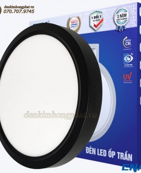 Đèn LED ốp trần tròn 6W-24W 3 chế độ vỏ đen mẫu OTX