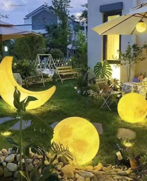 Đèn trăng rằm trăng khuyết ngoài trời VT240725